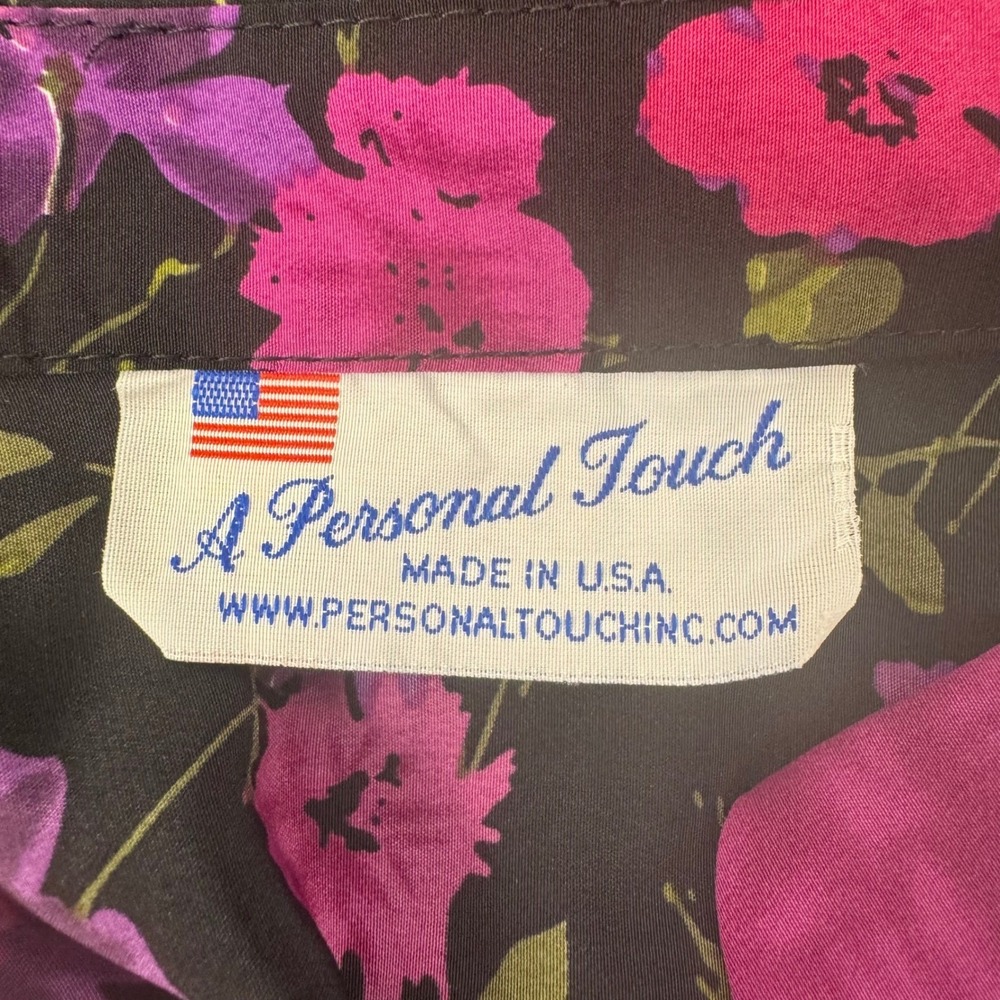Vtg A Personal Touch Tunic Women 5X Black Pink Floral Button Up Blouse Top Boho - Picture 9 of 10